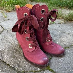 Fluevog boots - pristine - aubergine - size 10